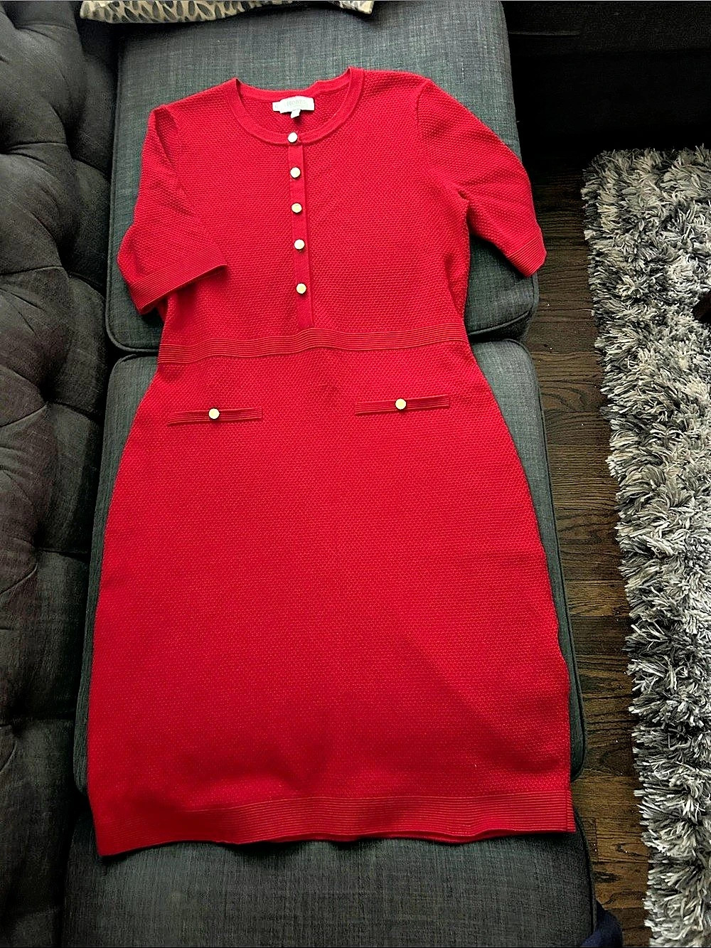 HOBBS Red Knit Midi Dress Size 12 Like New